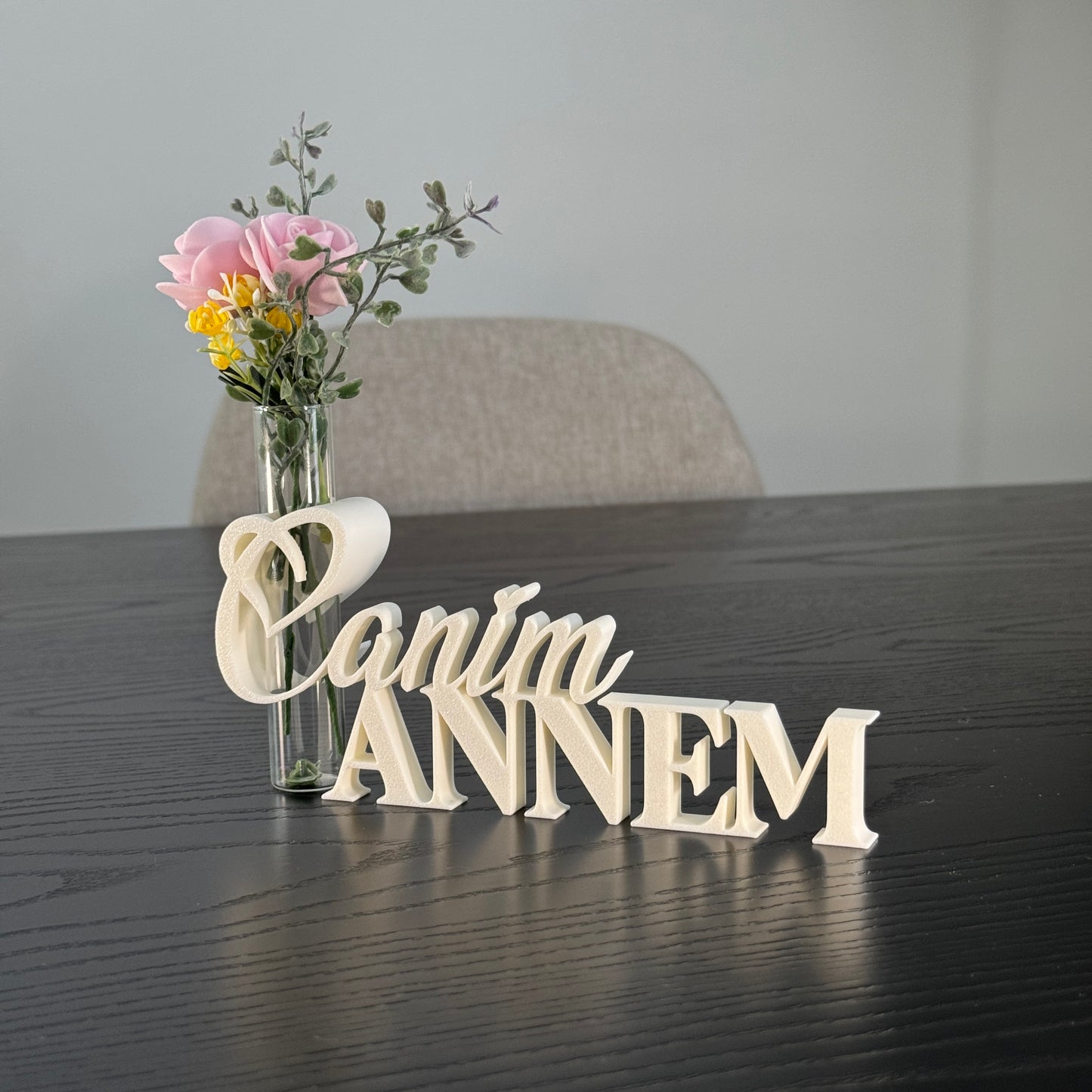 Dekoaufsteller mit Glasröhrchen "Canım Annem" – liebevolle Geschenkidee zum Muttertag