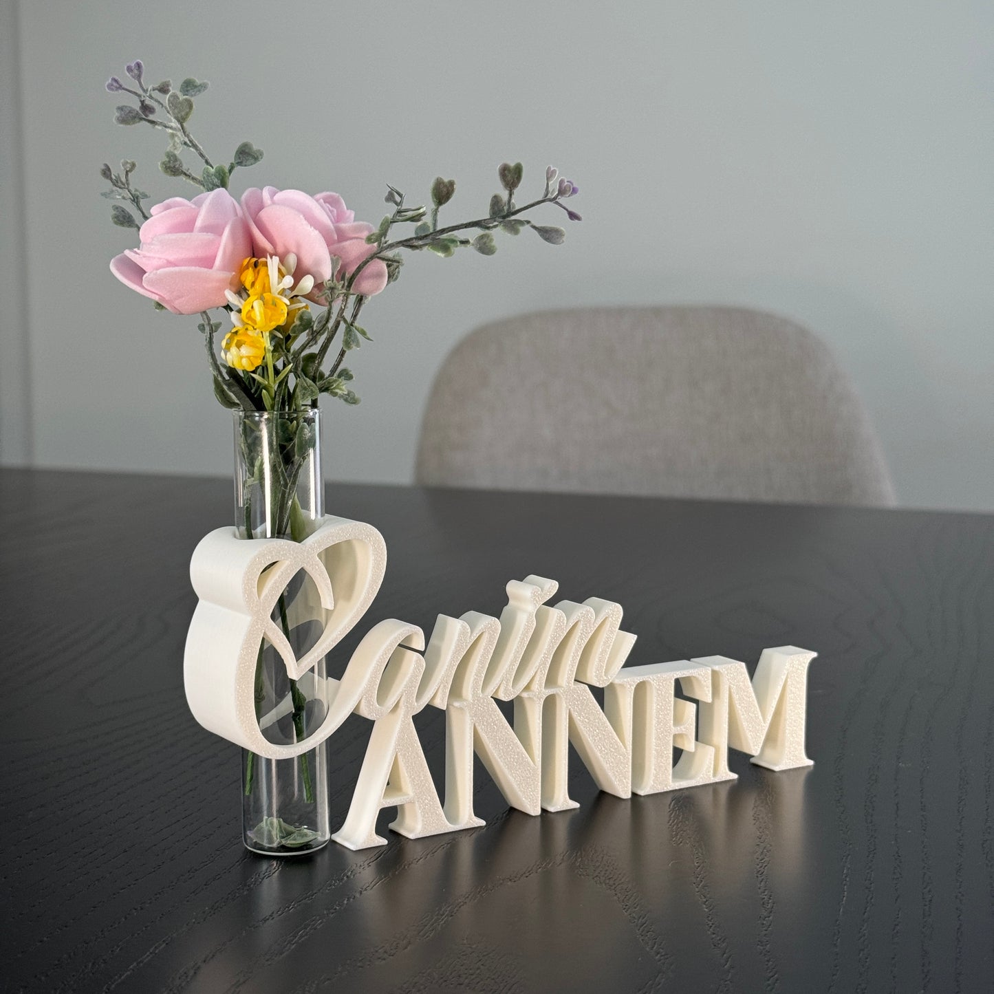 Dekoaufsteller mit Glasröhrchen "Canım Annem" – liebevolle Geschenkidee zum Muttertag