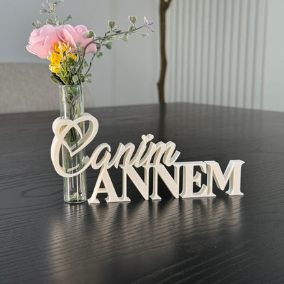 Dekoaufsteller mit Glasröhrchen "Canım Annem" – liebevolle Geschenkidee zum Muttertag